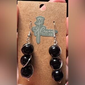 Black Beaded Earrings